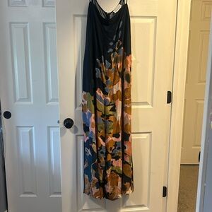 Gorgeous silk Anthropologie wide leg jumpsuit with pockets and adjustable straps